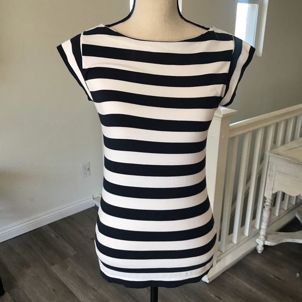 FRENCH CONNECTION Navy & White Stripe Top Sz M